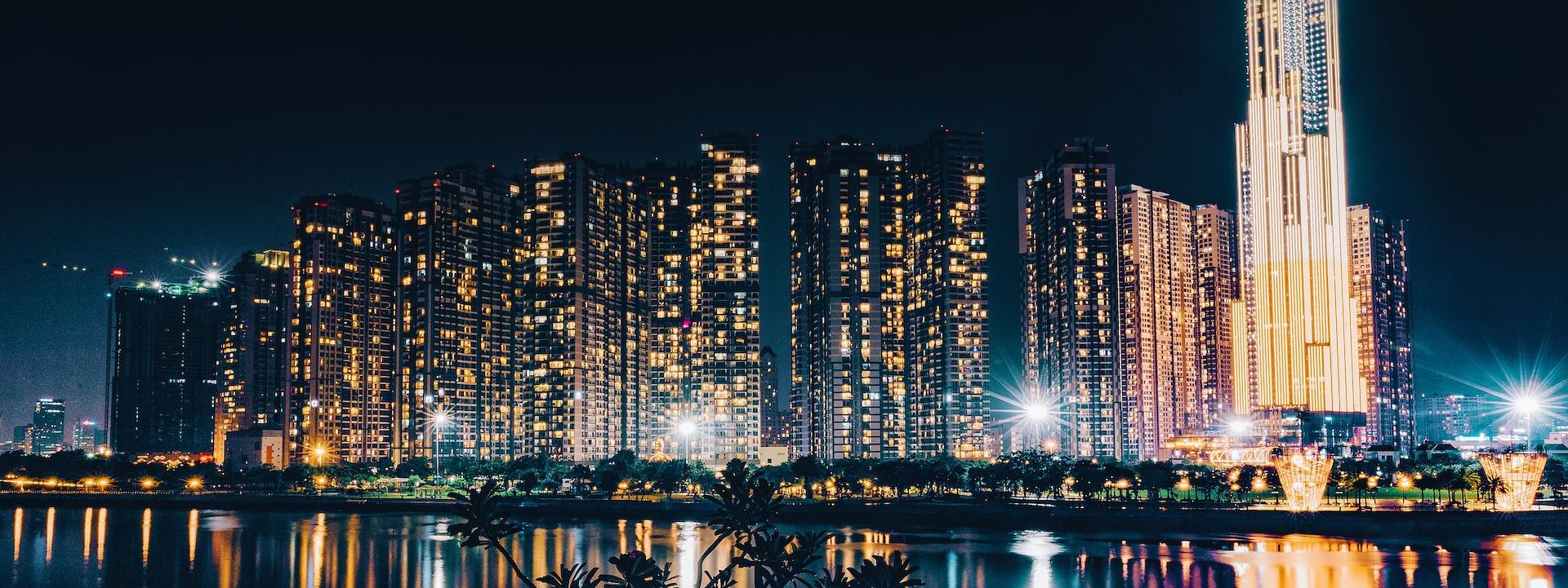lighted city buildings during nighttime