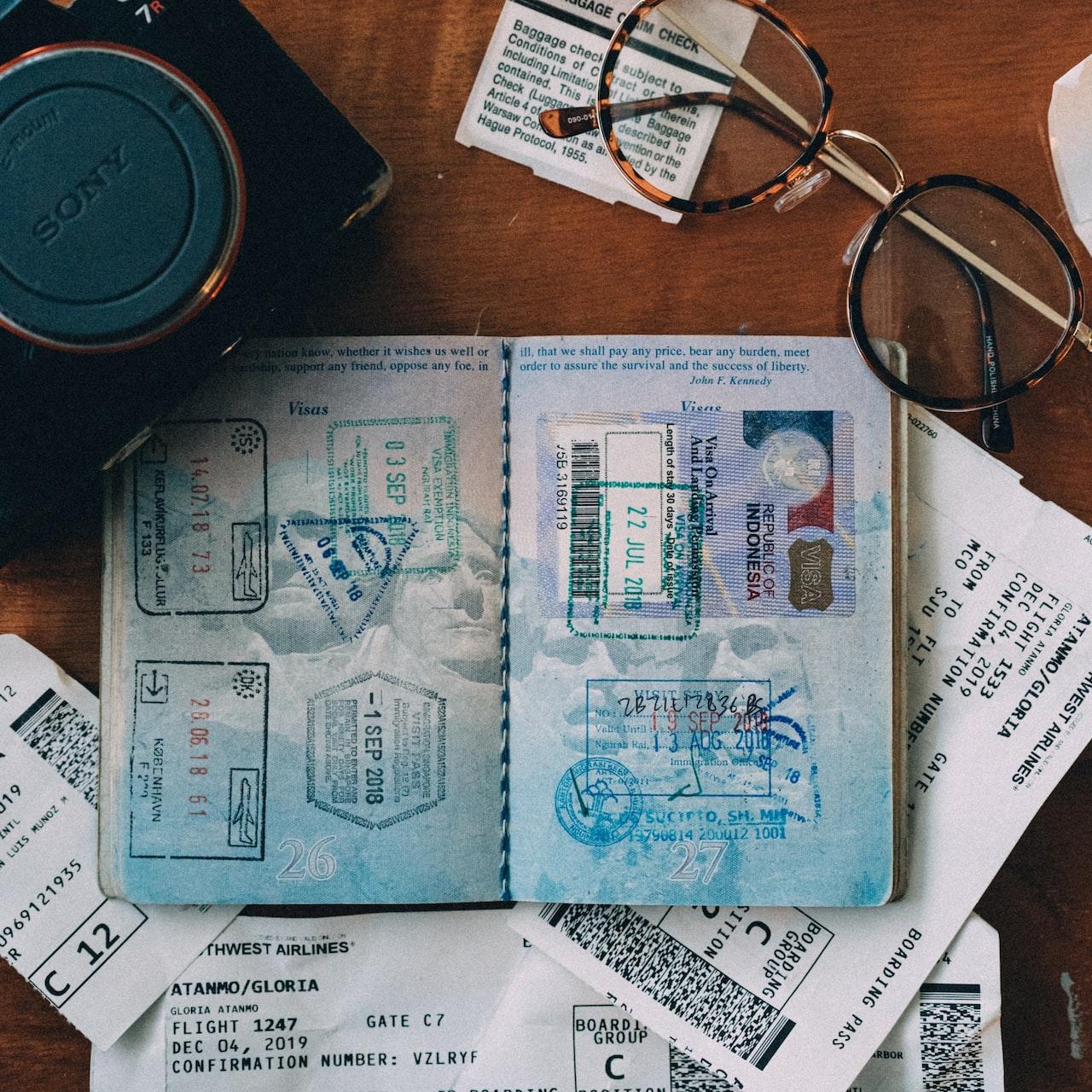 white and blue identification card